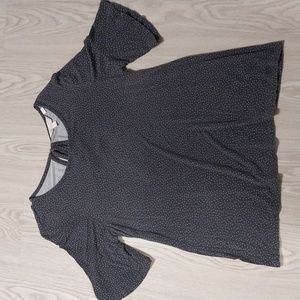 Lauren Conrad blue polka dot shirt with flared sleeves and tie back, Size med